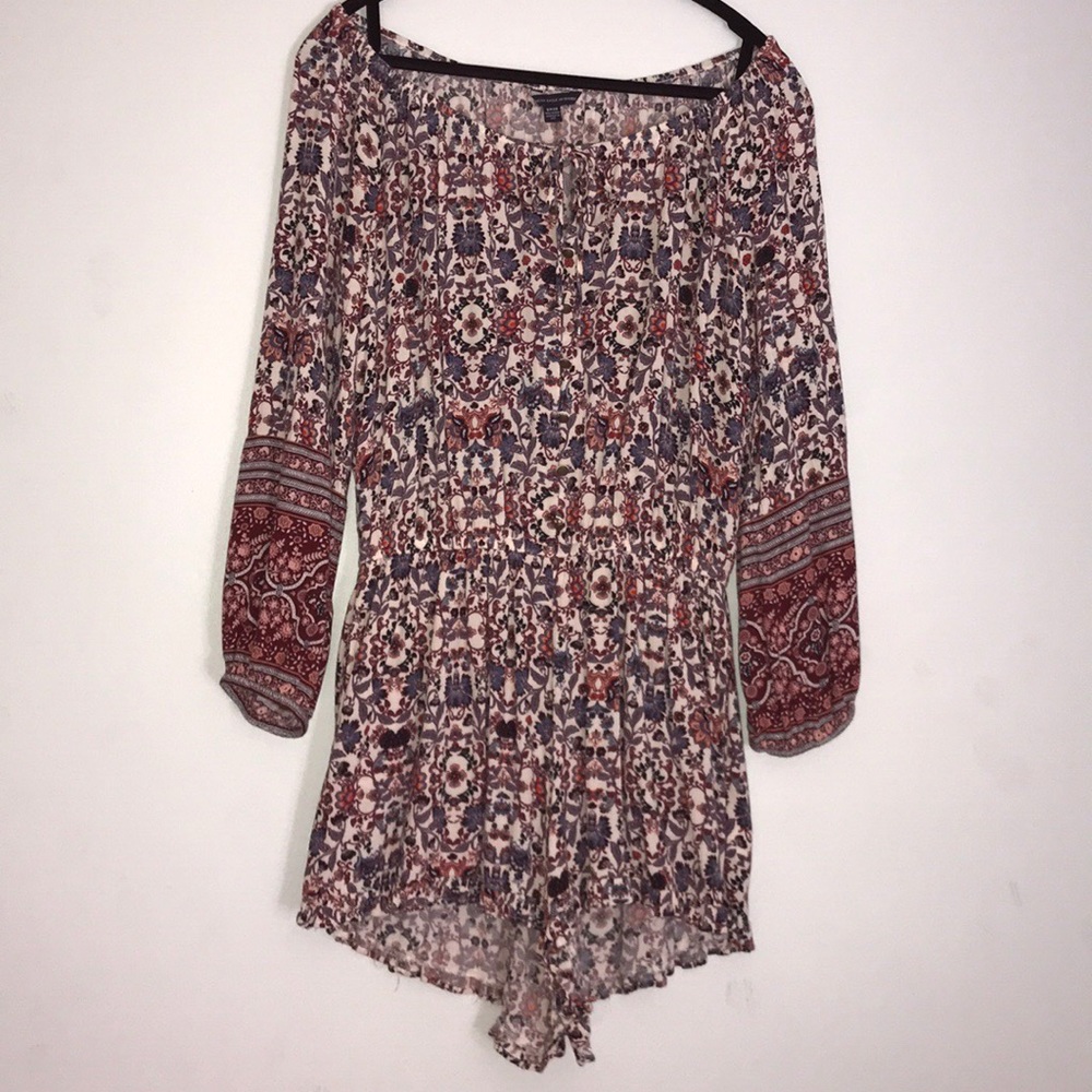 American Eagle Button Up Floral Print Romper